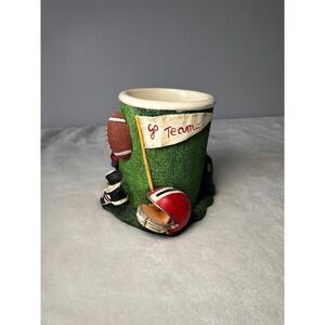Russ Berrie Olde Time Sports Football Pencil Cup Holder Vintage Resin 101524